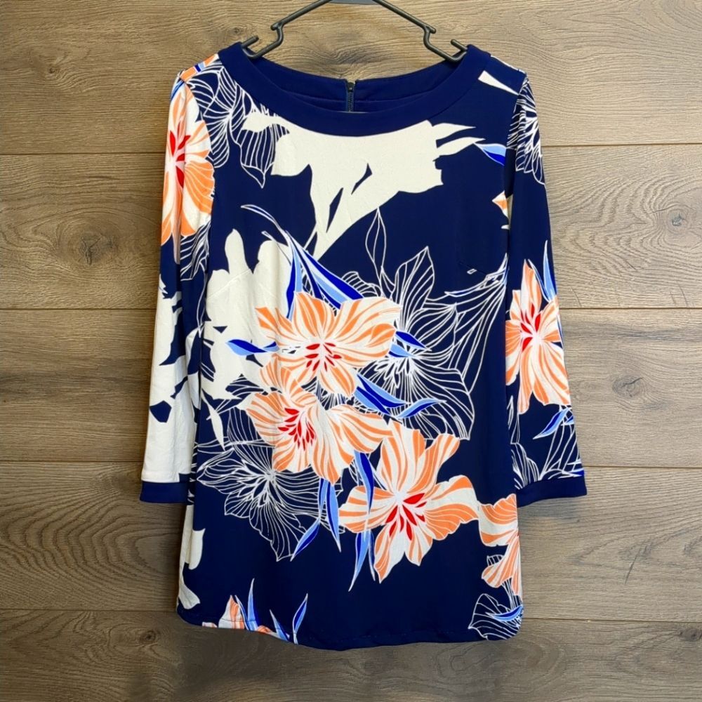 Vince Camuto Floral Jersey Shift Dress Womens Size 8